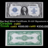 1923 $1 large size Blue Seal Silver Certificate, Fr-237 Signatures of Speelman & White Grades Select