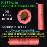 Shotgun Lincoln 1c roll, 1973-d 50 pcs Brandt 50c Wrapper.