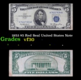 1953 $5 Red Seal United States Note Grades vf++