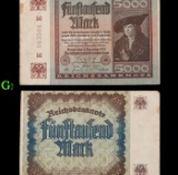 1922 Germany 5,000 Mark Note P: 81E Grades Select AU