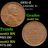 1931-d Lincoln Cent 1c Grades Select Unc BN