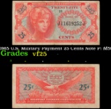 1965 U.S. Military Payment 25 Cents Note P: M59A Grades vf+