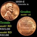 1959-d Lincoln Cent 1c Grades GEM++ RD