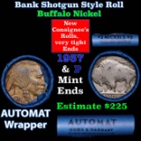 Buffalo Nickel Shotgun Roll in Old Bank Style 'Abbott Coin Counter AutoMat' Wrapper 1937 & p Mint En