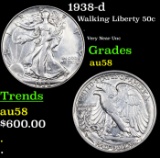 1938-d Walking Liberty Half Dollar 50c Graded au58 By SEGS
