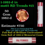 Shotgun Lincoln 1c roll, 1982-d 50 pcs Brandt 50c Wrapper.