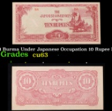 1942-1944 Burma Under Japanese Occupation 10 Rupee Note P: 16A Grades Select CU