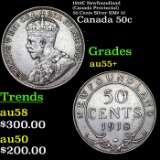 1918C Newfoundland (Canada Provincial) 50 Cents Silver KM# 12 Grades au++++