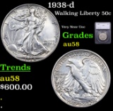1938-d Walking Liberty Half Dollar 50c Graded au58 By SEGS
