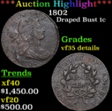 ***Auction Highlight*** 1802 Draped Bust Large Cent 1c Graded vf35 details By SEGS (fc)