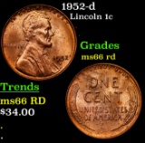 1952-d Lincoln Cent 1c Grades GEM+ Unc RD