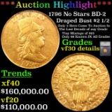 ***Auction Highlight*** 1796 No Stars Draped Bust Gold Quarter Eagle $2 1/2 BD-2 Graded vf30 details