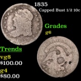 1835 Capped Bust Half Dime 1/2 10c Grades g+