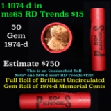 Shotgun Lincoln 1c roll, 1974-d 50 pcs Steel-Strong Wrapper.