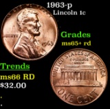1963-p Lincoln Cent 1c Grades Gem+ Unc RD