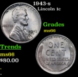1943-s Lincoln Cent 1c Grades GEM+ Unc