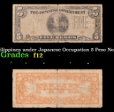 1942 Philippines under Japanese Occupation 5 Peso Note P: 107A Grades f, fine