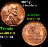 1957-p Lincoln Cent 1c Grades Gem+ Unc RD