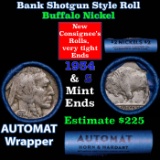 Buffalo Nickel Shotgun Roll in Old Bank Style 'Abbott Coin Counter AutoMat' Wrapper 1934 & s Mint En