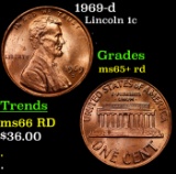 1969-d Lincoln Cent 1c Grades Gem+ Unc RD