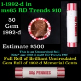 Shotgun Lincoln 1c roll, 1992-d 50 pcs Brandt 50c Wrapper.