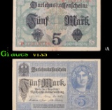 1917 Imperial Germany 5 Mark Note P: 56A Grades vf++