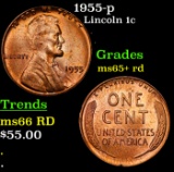1955-p Lincoln Cent 1c Grades Gem+ Unc RD