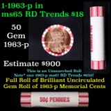 Shotgun Lincoln 1c roll, 1963-p 50 pcs Brandt 50c Wrapper.