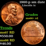 1960-p sm date Lincoln Cent 1c Grades GEM++ RD