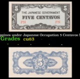 1943 Philippines under Japanese Occupation 5 Centavos Note P: 103A Grades Select CU