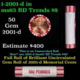 Shotgun Lincoln 1c roll, 2001-d 50 pcs Brandt 50c Wrapper.