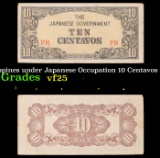 1943 Philippines under Japanese Occupation 10 Centavos Note P: 104A Grades vf+