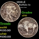 1916-d Buffalo Nickel 5c Grades xf+