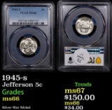 PCGS 1945-s Jefferson Nickel 5c Graded ms66 By PCGS