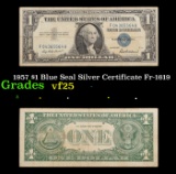 1957 $1 Blue Seal Silver Certificate Fr-1619 Grades vf+