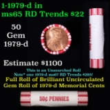 Shotgun Lincoln 1c roll, 1979-d 50 pcs Brandt 50c Wrapper.