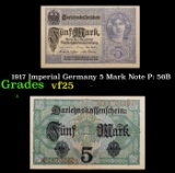 1917 Imperial Germany 5 Mark Note P: 56B Grades vf+