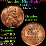 ***Auction Highlight*** 1947-p Lincoln Cent 1c Graded GEM++ RD By USCG (fc)