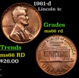 1961-d Lincoln Cent 1c Grades GEM+ Unc RD