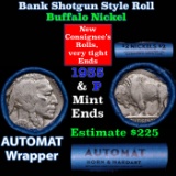 Buffalo Nickel Shotgun Roll in Old Bank Style 'Abbott Coin Counter AutoMat' Wrapper 1935 & p Mint En