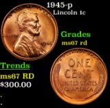 1945-p Lincoln Cent 1c Grades GEM++ Unc RD