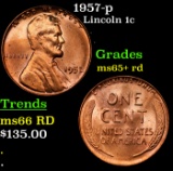 1957-p Lincoln Cent 1c Grades Gem+ Unc RD