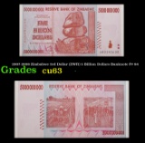 2007-2008 Zimbabwe 3rd Dollar (ZWR) 5 Billion Dollars Banknote P# 84 Grades Select CU