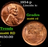 1954-p Lincoln Cent 1c Grades GEM+ Unc RD