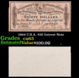 1864 C.S.A. $30 Intrest Note Grades Select CU