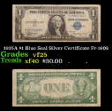 1935A $1 Blue Seal Silver Certificate Fr-1608 Grades vf+