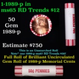 Shotgun Lincoln 1c roll, 1989-p 50 pcs Brandt 50c Wrapper.