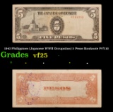 1943 Philippines (Japanese WWII Occupation) 5 Pesos Banknote P#?110 Grades vf+