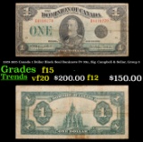 1923-1925 Canada 1 Dollar Black Seal Banknote P# 33n, Sig. Campbell & Sellar, Group 3 Grades f+