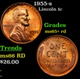 1955-s Lincoln Cent 1c Grades Gem+ Unc RD